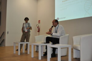 Piercristiano Brazzale and Ana Granados Chapatte presenting in a panel discussion during the joint ICAR–IDF workshop on sensor data for dairy animal health and welfare.